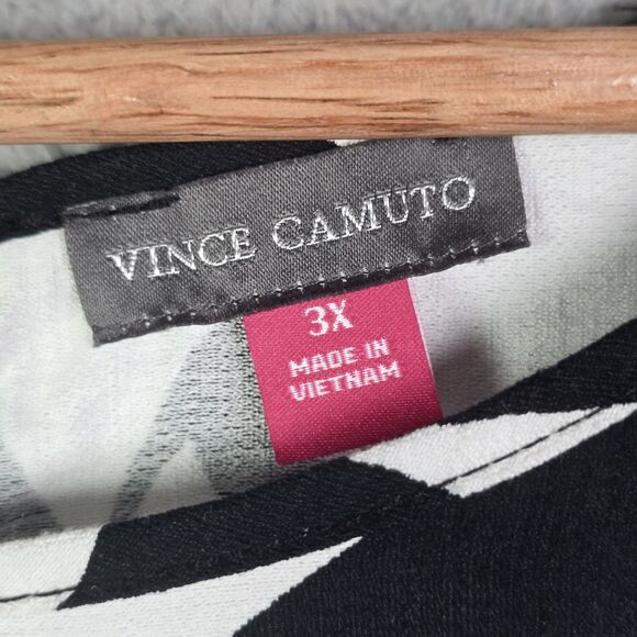 Vince Camuto Black White Abstract Print Tiered Sleeve Blouse Size 3X - Picture 5 of 13